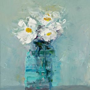 Daisies in a Turquoise Vase