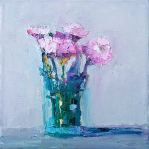 Pinks in a Turquoise Vase
